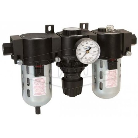 Dixon Wilkerson by Standard Combination Unit with Guard, 1/2 in NPT Port, 128 SCFM Flow Rate, 0 to 150 psi C26-04A